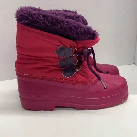 Sorel Boots Lace Up Snow Winter Waterproof Purple Fleece Lined Pink Women Size 6 - Picture 1 of 11
